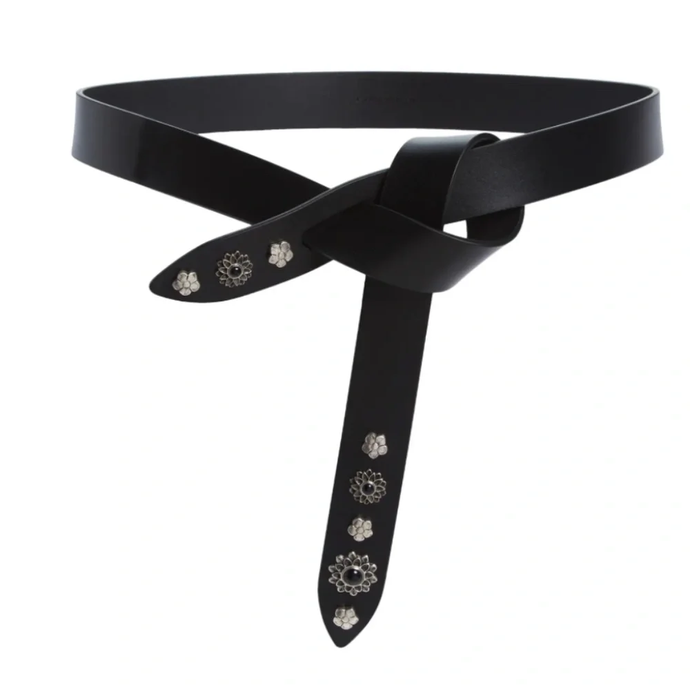 NEW $285 ISABEL MARANT Lecce Studded Leather Belt in Black in size Small!